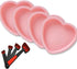 6 Inch Silicone Heart Shaped Cake Baking Pans, Non-Stick Layer Pan Set with 4 Flexible Molds & Measuring Cups