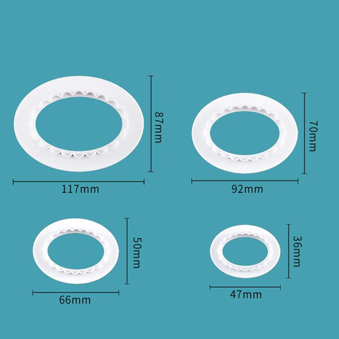 Teensery 4 Pcs Plastic Oval Cookie Cutter Set, Double Sided, 4 Sizes for Biscuit, Cake, Baking Molds