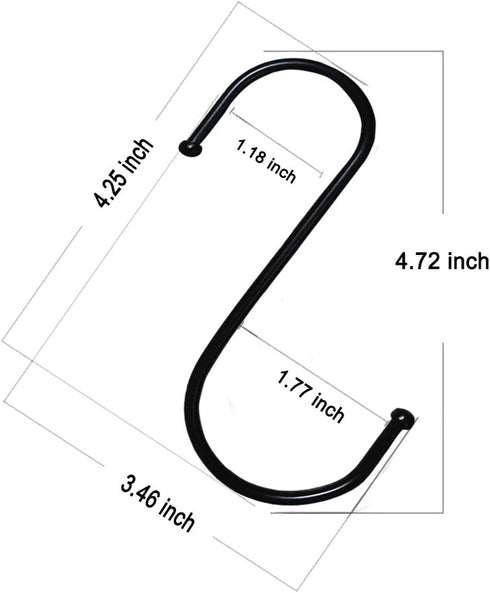 10 Pack Extra Large S Shape Hooks - 4.7 Inches Heavy-Duty Metal Hanging Hooks for Kitchenware, Bathroom, and Gardening
