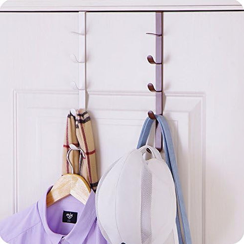 5 Layers Over The Door Hook Organizer Rack Hanger, Pack of 2 (Black) for Backpack Handbag