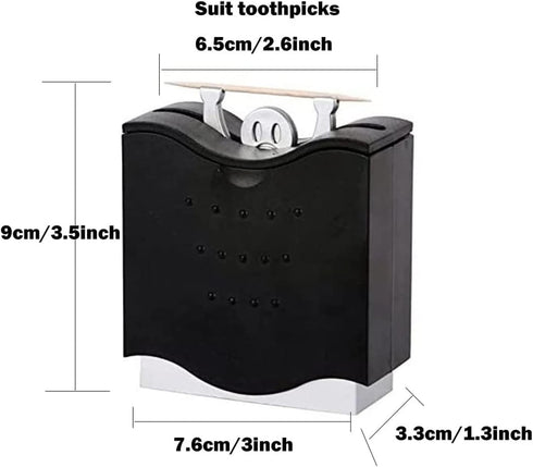 Fun Toothpick Holder - Cute Decorative Plastic Toothpick Dispenser (Black)