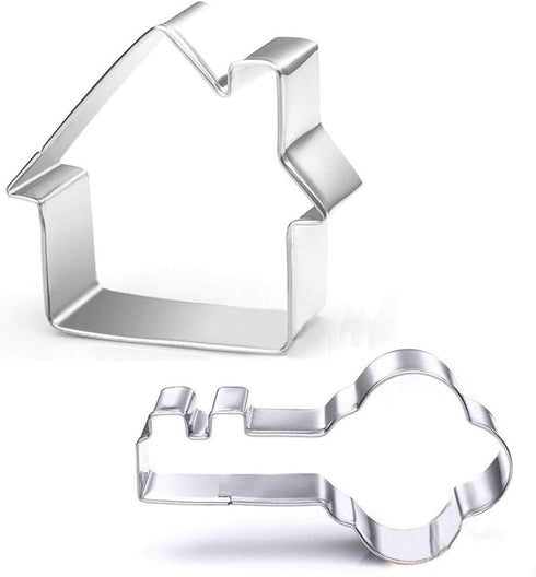 Small Key and House Cookie Cutters Set - Stainless Steel