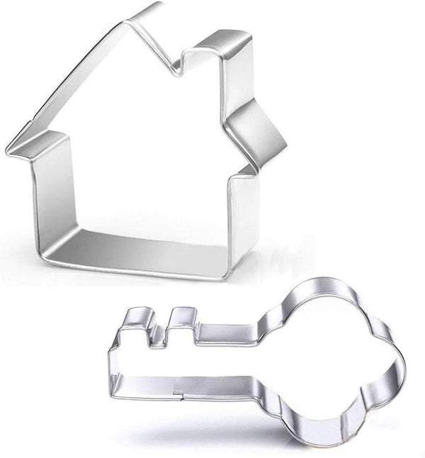 Small Key and House Cookie Cutters Set - Stainless Steel