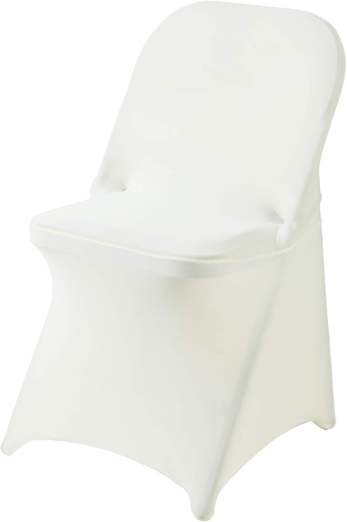 Ascoza 6 Pack Ivory Spandex Folding Chair Covers in Stretch Washable Fabric