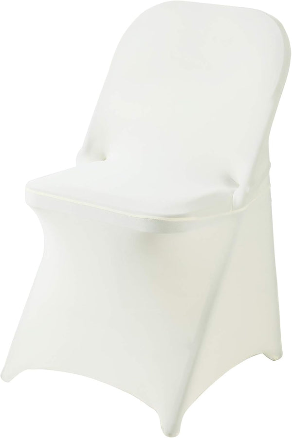 Ascoza 6 Pack Ivory Spandex Folding Chair Covers in Stretch Washable Fabric