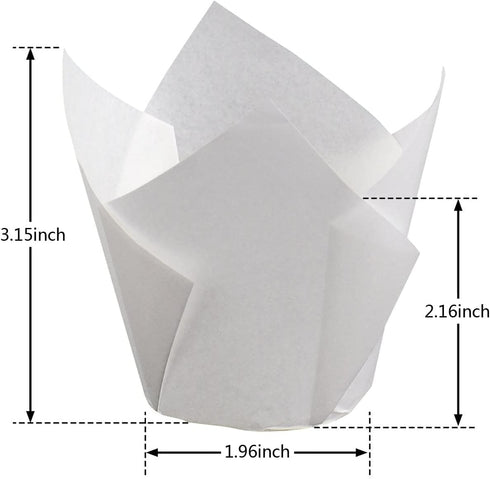 200pcs Tulip Cupcake Liners, Standard Greaseproof Paper Baking Cups Muffin Liners Holders Perfect for Bridal Showers, Baby Showers, Birthday Parties, Banquets, and Catering Events (White) by Taoxi