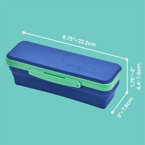 It's Academic Flexi Storage Box with Lid, Compact Collapsible Pencil Case for Craft and School Supplies, Pink and Blue,