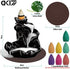 DK177 Waterfall Incense Holder, Backflow Cone Ceramic Burner with 20 Free Cones