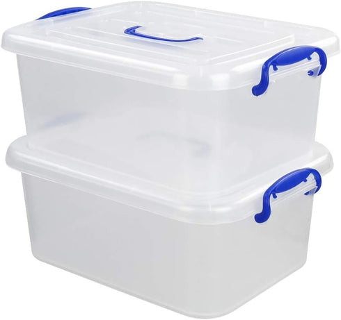 2 Packs 8 Liter Clear Plastic Storage Bins with Lids, Storage Boxes