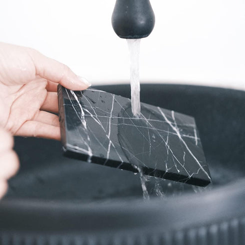 Marble Candle Plate, Decorative Small Tray for Pillar Candle Holder, Black Coasters for Home Decor
