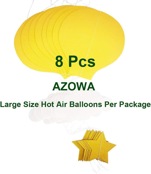 AZOWA Large Size Orange Hot Air Balloon Decorations - Pack of 8