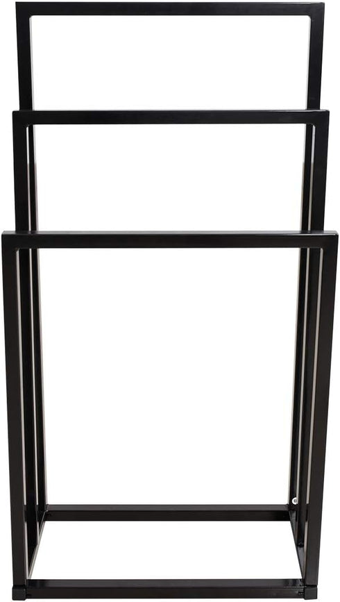 3 3 Metal Towel Racks Bars for Bathroom Freestanding Drying Shelf Tier Storage Organizer Washcloths Holder (Black)