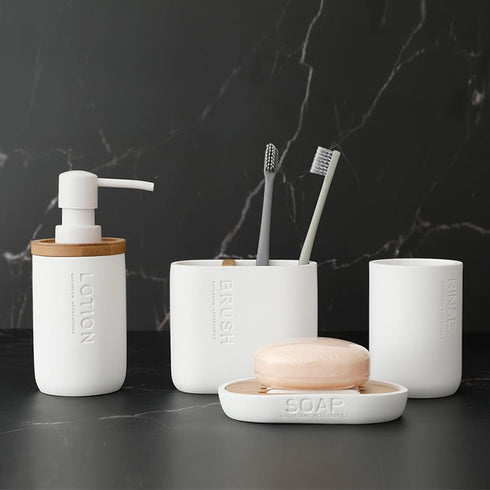 Bamboo Electric Toothbrush Holders, 2 Pack Bathroom Storage Organizer for Toothpaste, Floss, Razor, Countertop