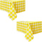 MANGATA CASA 2PCS Yellow Gingham Tablecloth, Waterproof Checkered Table Cloth for Square Tables, Light Yellow 52x52in