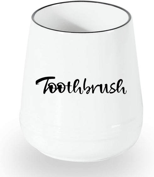 LEETOYI Porcelain Toothbrush Holder for Bathroom Vanity and Countertop, Easy to Clean Brushing Holder (White)