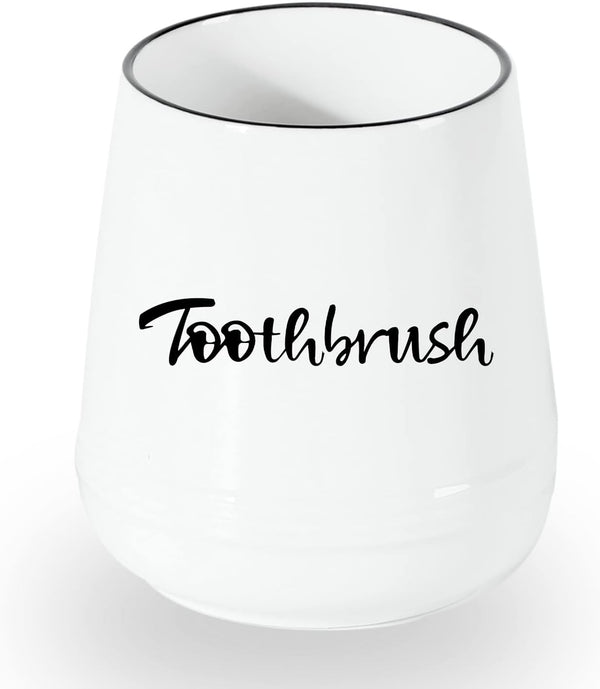 LEETOYI Porcelain Toothbrush Holder for Bathroom Vanity and Countertop, Easy to Clean Brushing Holder (White)
