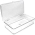 Isaac Jacobs Small Stackable Organizer Bin, Clear Storage Box with Hinged Lid, 10.75” x 6.5” x 2.4”, Home Office