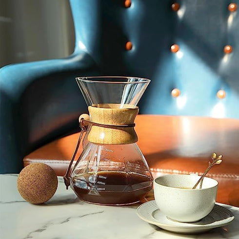 Pour Over Coffee Maker with Wood Sleeve, 13.5oz/400ml Dripper Set, Includes Cork Stopper