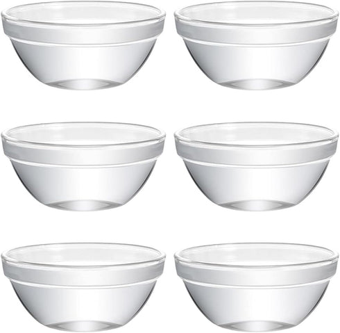 DOITOOL 6 Pcs Mini Meal Prep Bowls, Stackable Clear Glass Ramekins, Small Dessert Bowls for Kitchen Prep, Salad, Dips
