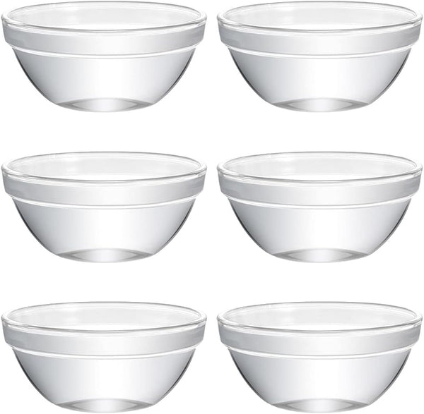 DOITOOL 6 Pcs Mini Meal Prep Bowls, Stackable Clear Glass Ramekins, Small Dessert Bowls for Kitchen Prep, Salad, Dips
