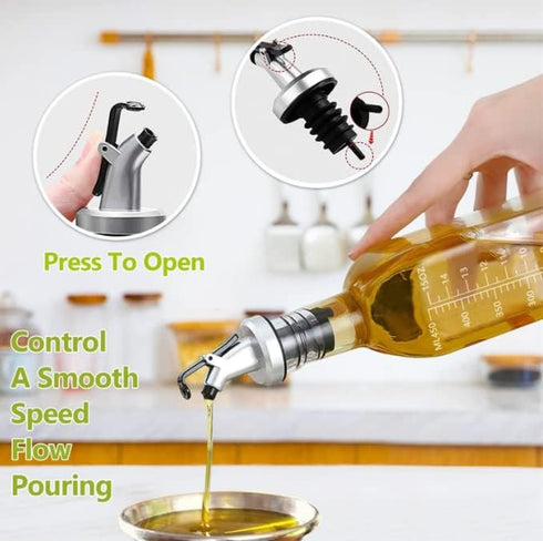 HORNO 5 Pack Oil Spouts, Olive Oil Vinegar Bottle Stopper Dispenser, Leakproof Bottle Spouts for Vinegar, Salad, Wine
