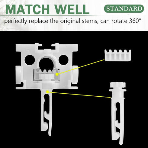Vertical Blinds Replacement Stem and Gear, White Vertical Blind Repair Kit for Headrail and Carrier Stems
