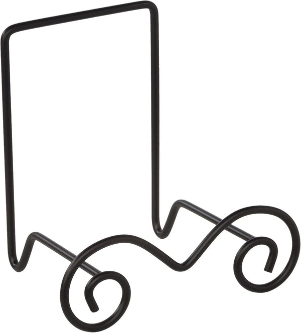 TRIPAR Large Square Black Wire Easel, Metal Finish, Tabletop Display, Handcrafted Scroll Designs