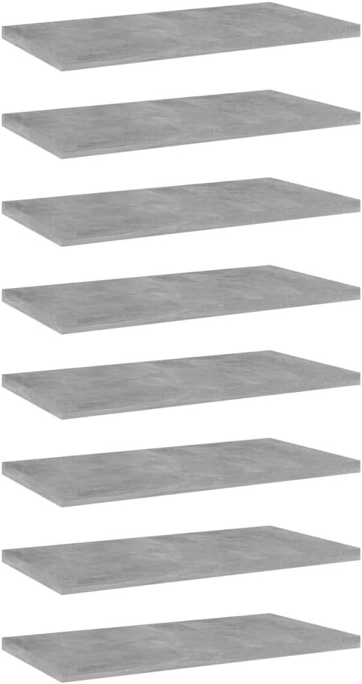 vidaXL Engineered Wood Bookshelf Boards - Modern Gray Concrete - Durable Easy-to-Clean