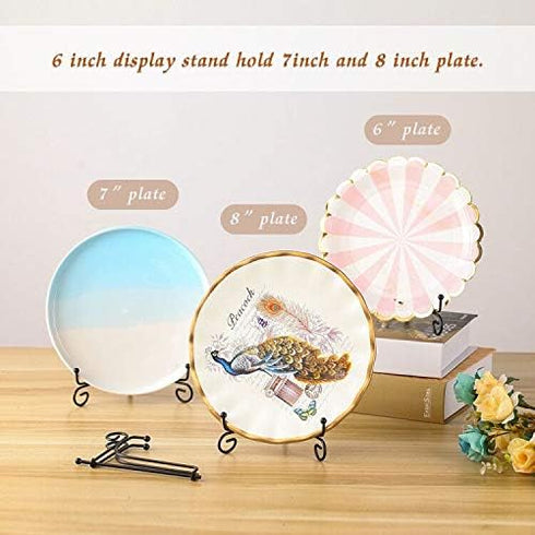 Iron Display Stand (2 Pack) - Black Iron Easel Plate for Photo Holder, Displays Cookbooks, Plates, Tablets, Art 6 Inch