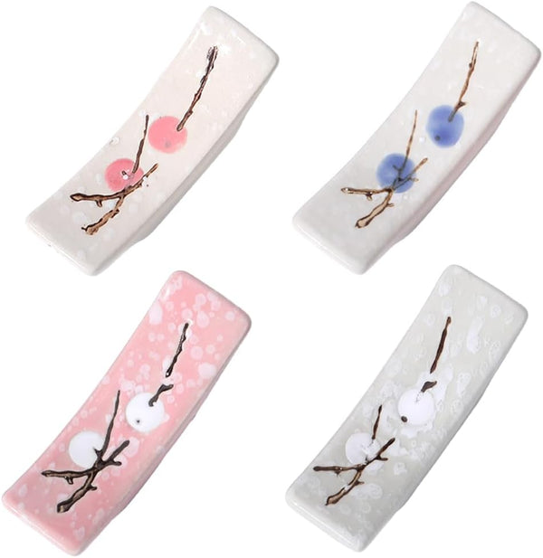 CRASPIRE 4Pcs Japanese Chopstick Holder - Flower Blossom Porcelain Rest for Countertop Tableware Home Ornaments