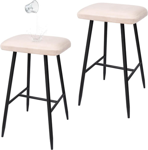 NICEEC Beige Bar Stool Covers Rectangle Spandex Stretch Vanity Barstool Seat Covers