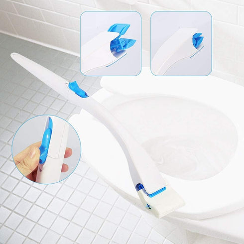 Toilet Brush with Long Handle, Cotton Toilet Scrubber Wand and Replaceable Detergent Head for Home Bathroom Cleaning