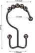 Metal Double Glide Roller Shower Curtain Hooks Rings - 100% Stainless Steel, Set of 12, Oil Rubbed Bronze