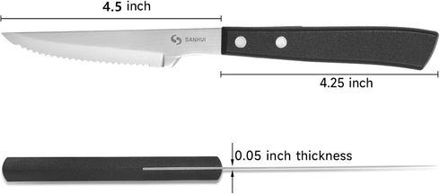 Steak Knives, Steak Knife Set of 6, German Stainless Steel Steak Knife Serrated