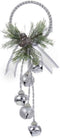 Kurt Adler Silver and White Metal Bell with Pinecone Door Hanger, 13 Inches