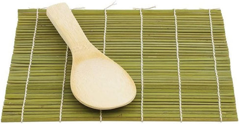 JapanBargain 3664 Sushi Making Kit - Bamboo Roller Rolling Mat and Rice Paddle Scoop Set