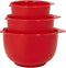GLAD Mixing Bowls with Pour Spout, Set of 3 Non-Slip BPA Free Plastic, Dishwasher Safe Kitchen Cooking Supplies (Red)