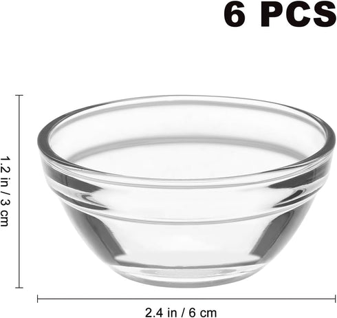 Small Pyrex Prep Mixing Bowls: 2.3x1.1Inch Mini Prep Bowls Stackable Glass Serving Bowls for Kitchen Prep - Dessert - Dips - Salad - Candy Dishes by Housoutil