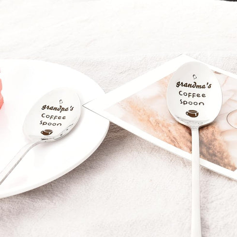 Grandma Grandpa Spoon Gifts from Grandchildren, Birthday and Christmas Gifts for Grandmother, Grandfather Coffee Lovers