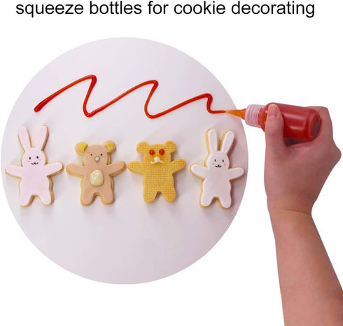 24pcs Plastic Squeeze Bottles with Twist Cap, 12pcs 30ml & 12pcs 60ml for Cookie Decorating Supplies