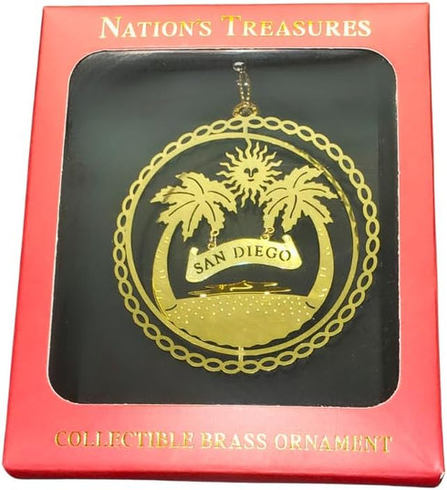 San Diego California Brass Christmas Ornament