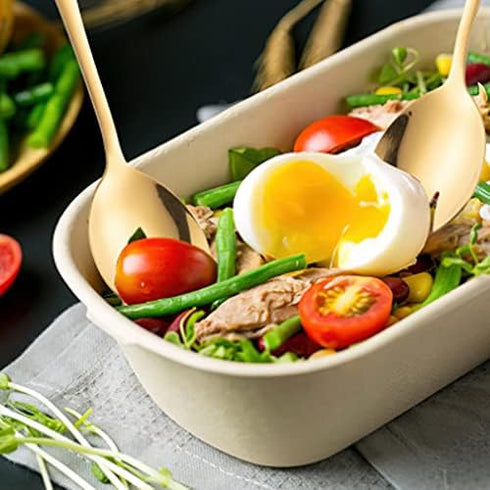 Salad Server Set, Stainless Steel Salad Servers, Salad Spoons and Fork for Tossing and Serving, Pack of 2 (Gold)