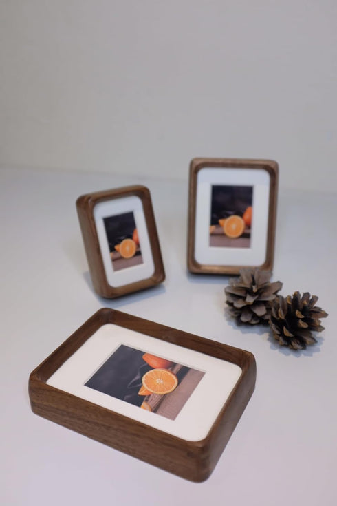 Youncewooder 3x4 2x3 (3x4,Walnut) Picture Frame with Mat - Natural Walnut Wood small Rustic Frame, Wall & Tabletop