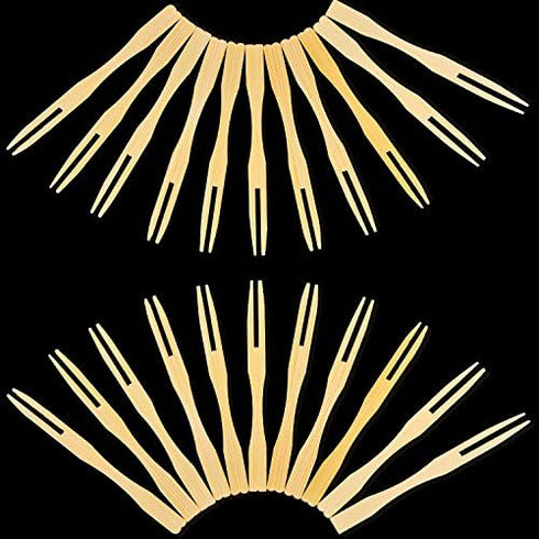 Jovitec 220 Pcs Mini Bamboo Forks – 3.5 Inch Appetizer Cocktail Forks for Birthday Party and Wedding Food