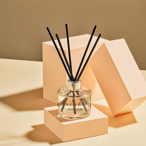 Cocod'or Reed Diffuser, Pure Cotton, 6.7oz(200ml), 2 Pack, Black Glass, Cotton Core for Home & Office