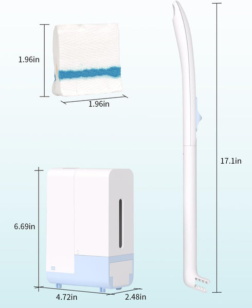 Disposable Toilet Brush Wand Starter Kit - Wall Mount Cleaning System with 1 Wand, 24 Flushable Refills, 1 Caddy