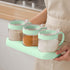 NAN Wind Glass Seasoning Box Set - 12oz/350ml Condiment Set with Lids and Spoon, Clear Glass for Kitchen Counter
