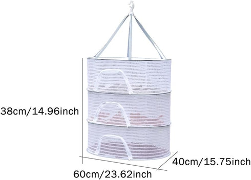 RVXlRDN 3 Herb Drying Rack, Layer Foldable Hanging Mesh Net with Zipper, Outdoor Drying Rack Mesh Dryer for Drying Herb