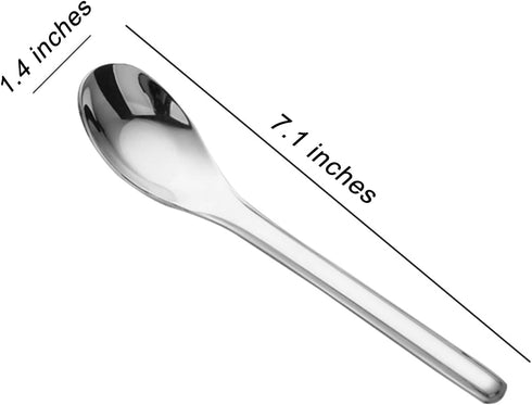 Thick Heavy weight Dinner Soup Spoons,Stainless Steel Tablespoons,Chinese Silver Spoon,Heavy Duty Asian Thick Long Handle Spoons,7.1 inches,Set of 4