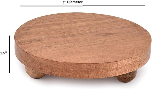 NIRMAN Counter 4" 4" 1.5") (Set 2) Display Stands Acacia Wood Farmhouse Decorative , Distressed Finish for Indoor